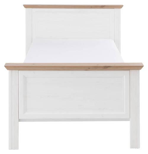 Bett Landhaus-Stil 100x200 Jasmin II Weiß/Eiche Artisan - Schwarz/Weiß, LIFESTYLE, Holzwerkstoff (100/200cm)