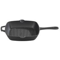 Grillpfanne Gusseisen, schwarz - Schwarz, Basics, Metall (26/26cm) - GSW