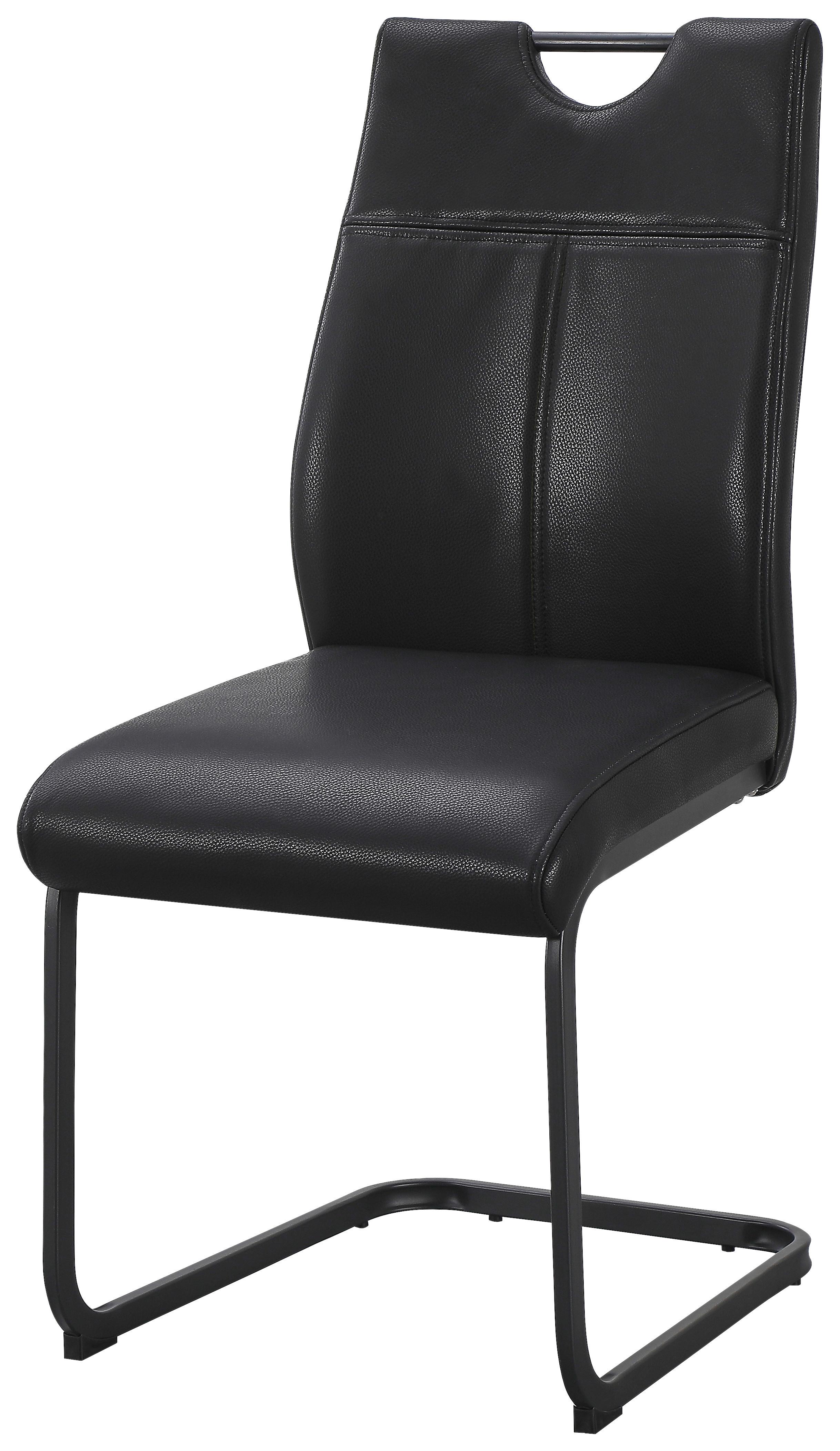 Schwingstuhl Nexus Schwarz B: 45 cm - Schwarz, MODERN, Leder/Metall (45/97/63cm) - Livetastic