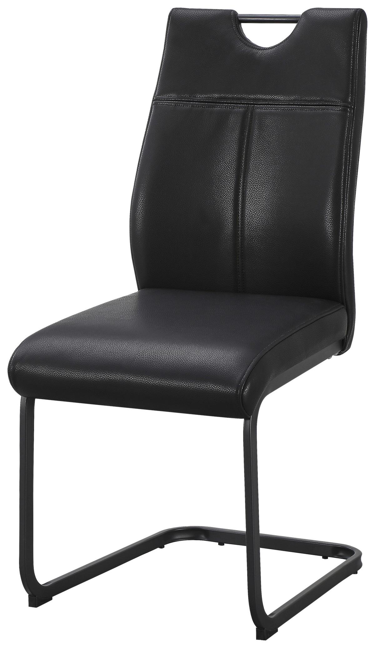 Schwingstuhl Nexus Schwarz B: 45 cm - Schwarz, MODERN, Leder/Metall (45/97/63cm) - Livetastic