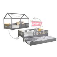 Ausziehbett Mit Bettkasten 100x200 Cm Duo Hellgrau - Hellgrau/Naturfarben, MODERN, Holz (100/200cm) - MID.YOU