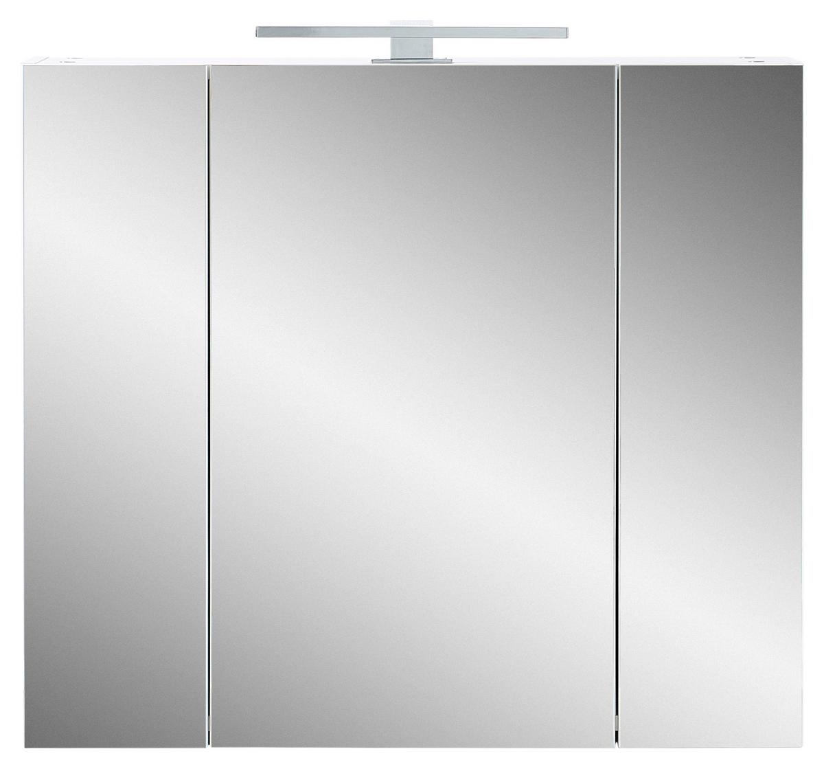 Spiegelschrank Gw-tulsa/arvada + Led 3-Türig Bxhxt: 76x71x23 Cm - Weiß, KONVENTIONELL, Glas/Holzwerkstoff (76/71/23cm) - Germania