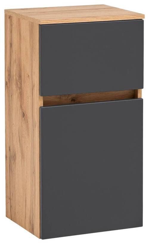 Unterschrank Kopenhagen B: 40 cm Grau/Eiche Dekor - Eichefarben/Silberfarben, KONVENTIONELL, Holzwerkstoff (40/79/35cm) - Held