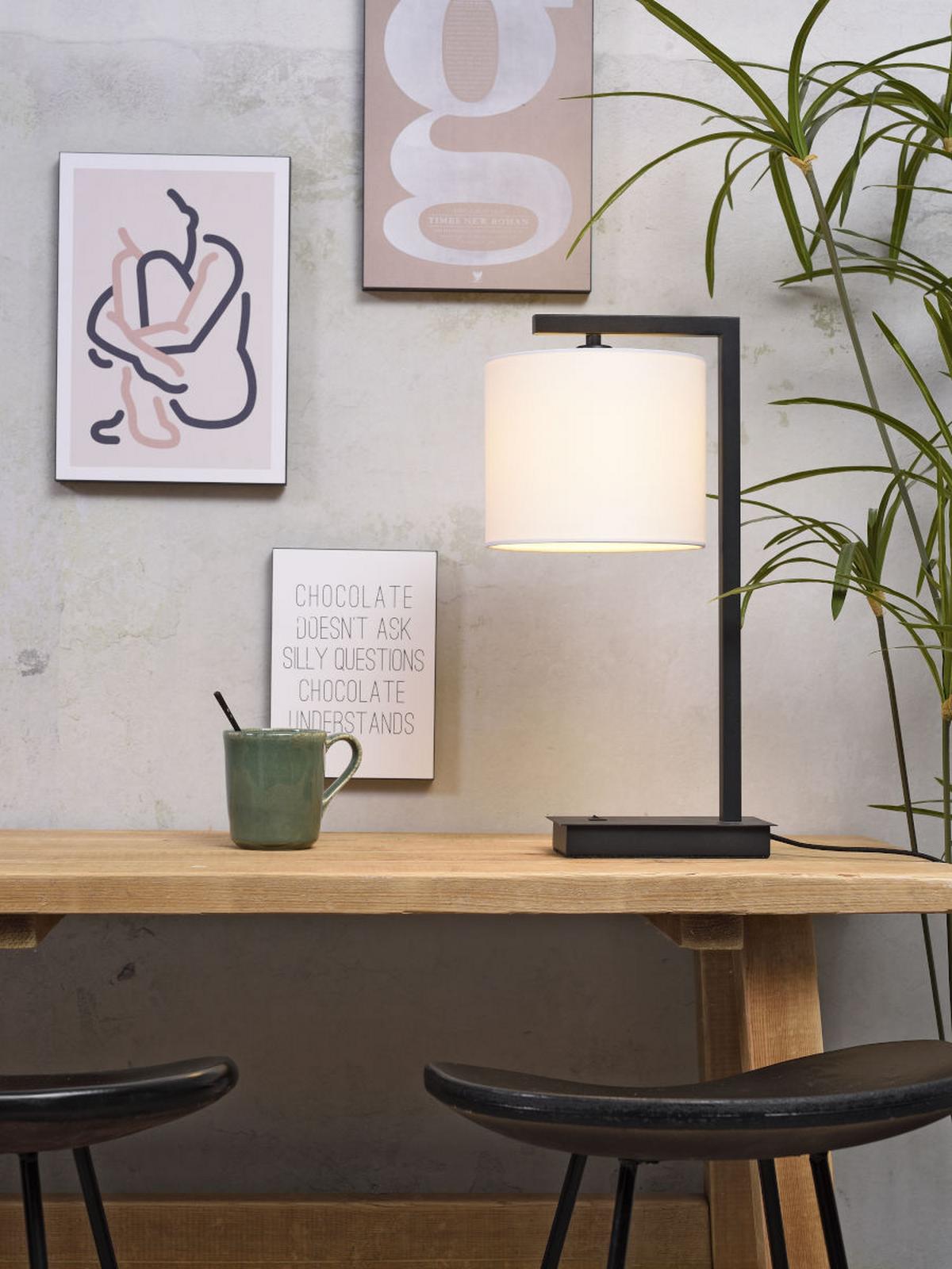 Tischlampe Boston Weiß mit Schalter - Schwarz/Weiß, Basics, Textil/Metall (17/44cm) - It's about Romi
