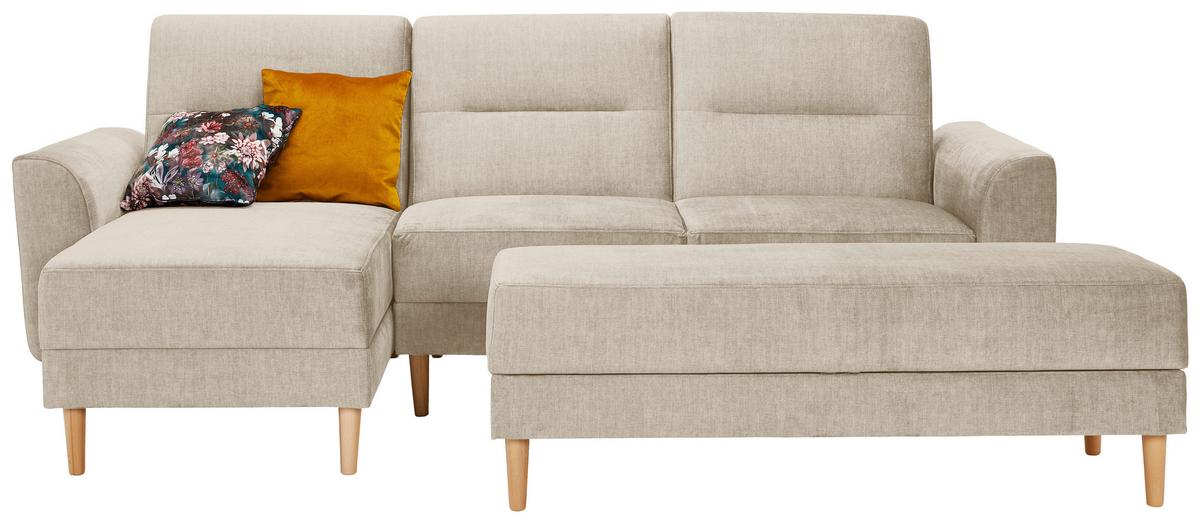 Hocker Freda Mit Stauraum Velours Beige H: 48 Cm - Beige/Naturfarben, MODERN, Textil (135/48/57cm) - Max Winzer