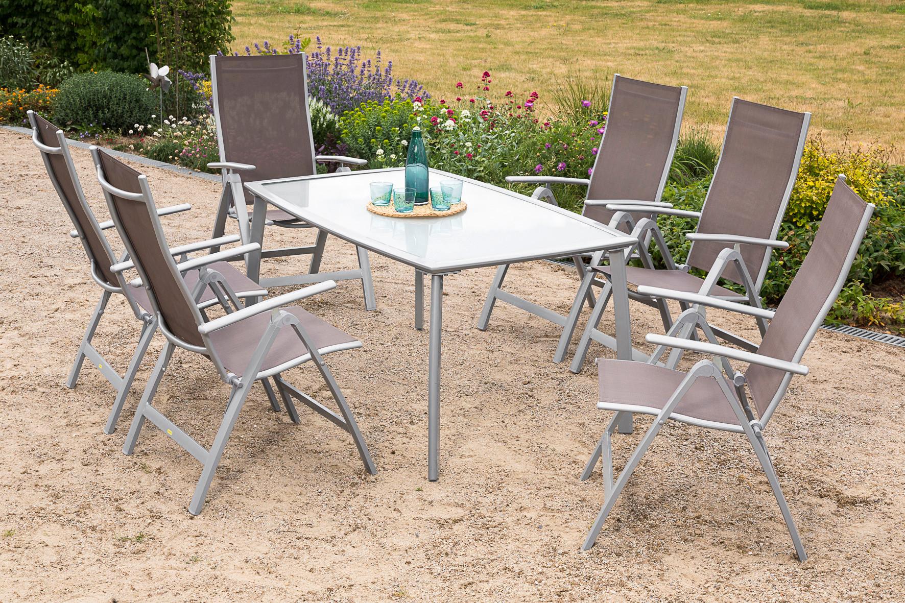 Gartenset Carrara - Taupe/Silberfarben, MODERN, Textil/Metall - Gardenson