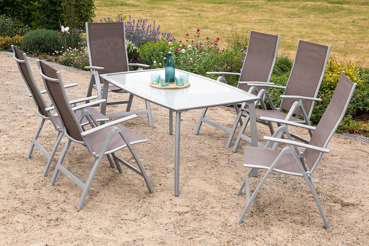 Gartenset Carrara - Taupe/Silberfarben, MODERN, Textil/Metall - Gardenson