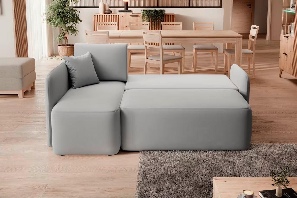 Ecksofa Hadson Hellgrau S: 150x206 cm - Hellgrau/Schwarz, Design, Textil (150/206cm) - MID.YOU