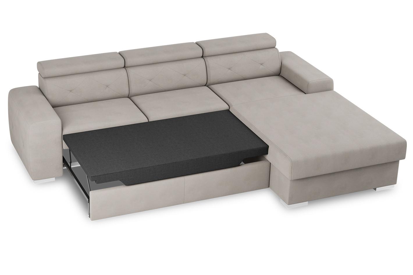 Ecksofa Mit Schlaffunktion Madison Cremefarben 296x195 Cm - Silberfarben/Creme, Design, Textil (296/195cm) - MID.YOU