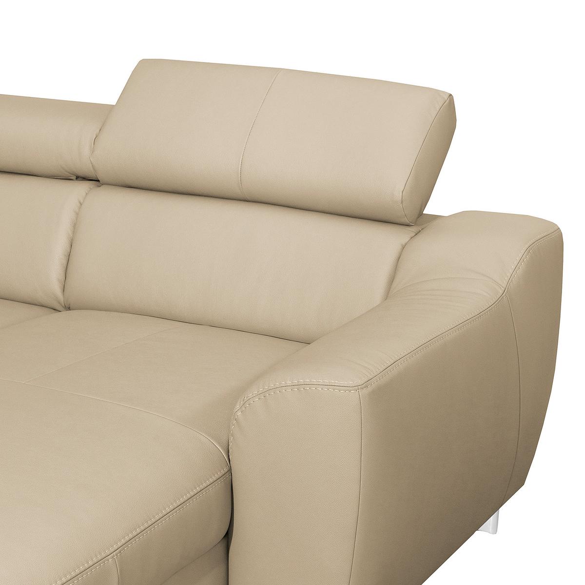 Ecksofa Aspen Lederlook Beige 176x242 Cm - Chromfarben/Beige, Design, Leder/Textil (176/242cm) - Livetastic