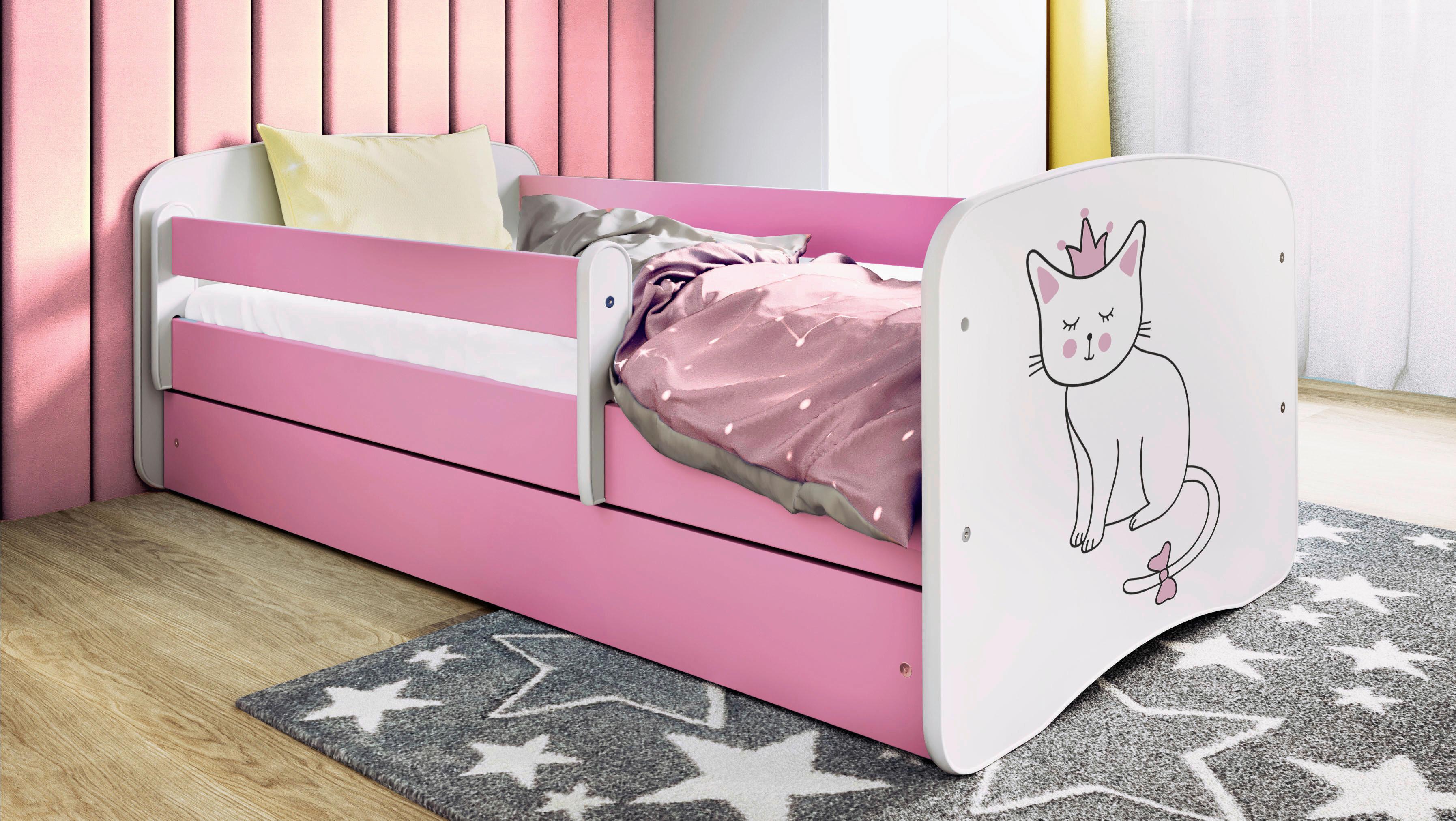 Kinder-/Juniorbett Babydreams inkl. Matratze 80x160 - Pink/Birkefarben, MODERN, Holz/Holzwerkstoff (80/160cm) - MID.YOU