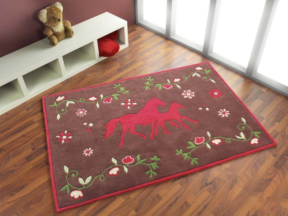 Kinderteppich Pferd Braun/pink 110x170 Cm - Pink/Braun, Trend, Textil (110/170cm)