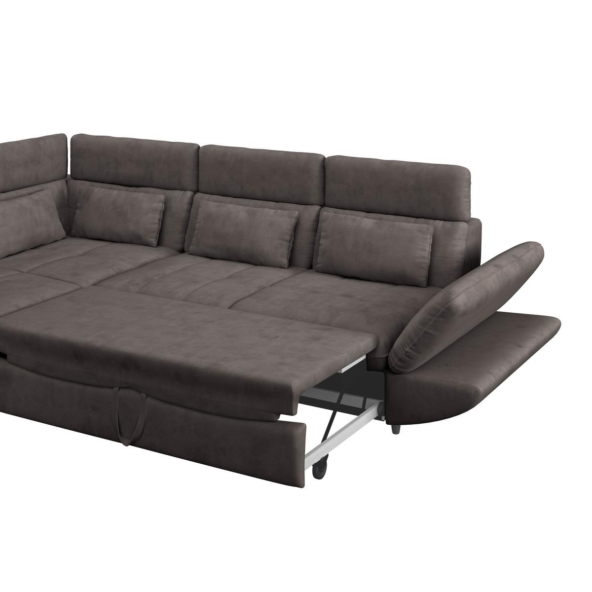 Wohnlandschaft Park - Dunkelbraun/Schwarz, MODERN, Textil (311/233cm) - Luca Bessoni