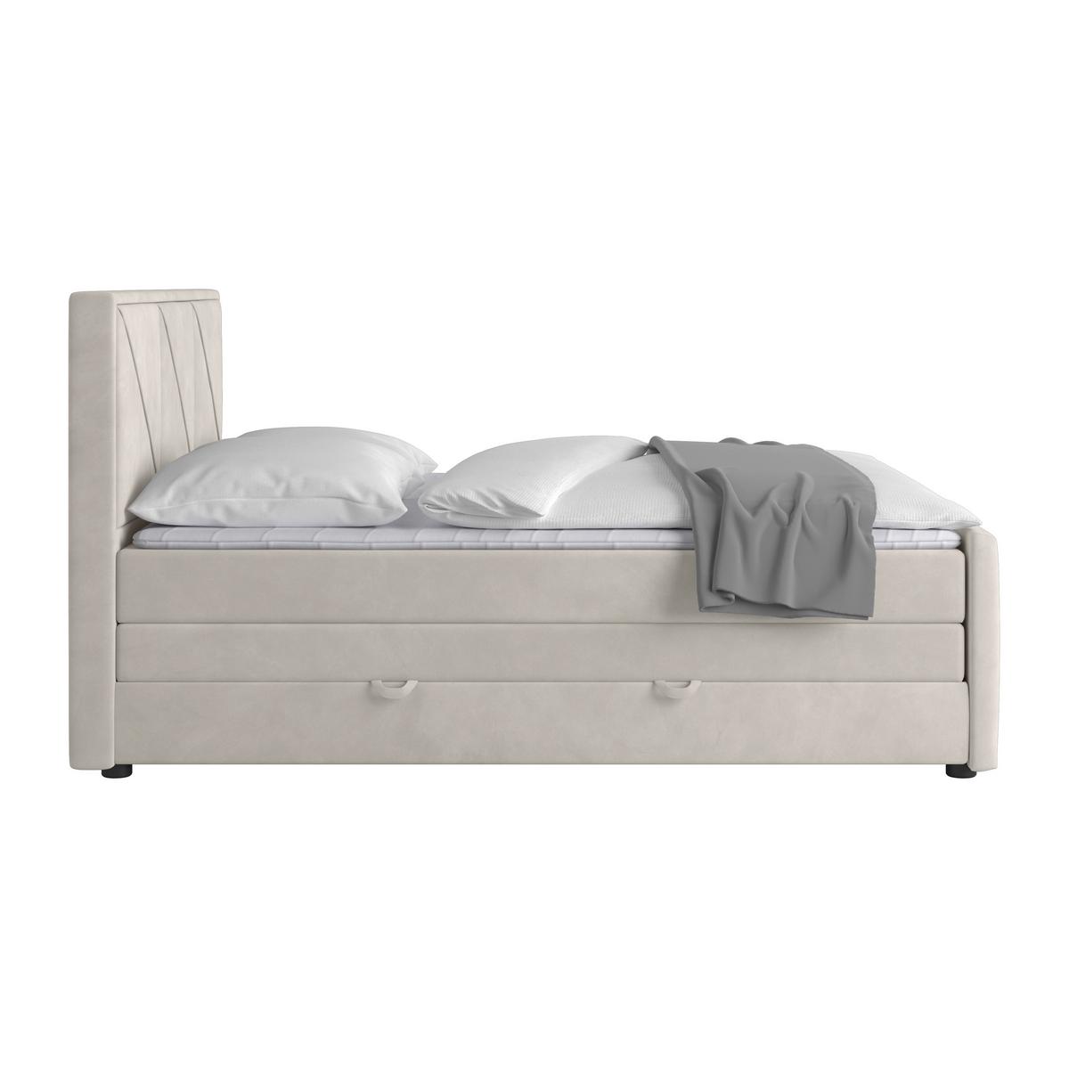 Boxspringbett mit Bettkasten Bologna 180x200 cm Creme - Hellgrau/Creme, MODERN, Holzwerkstoff/Kunststoff (180/200cm) - MID.YOU