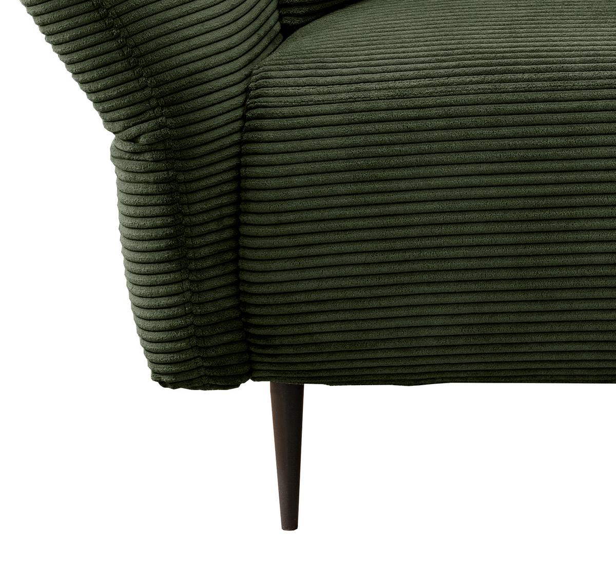 Ecksofa Vanilla Dunkelgrün S: 256x294 cm - Dunkelgrün/Schwarz, Design, Textil (256/294cm) - Livetastic