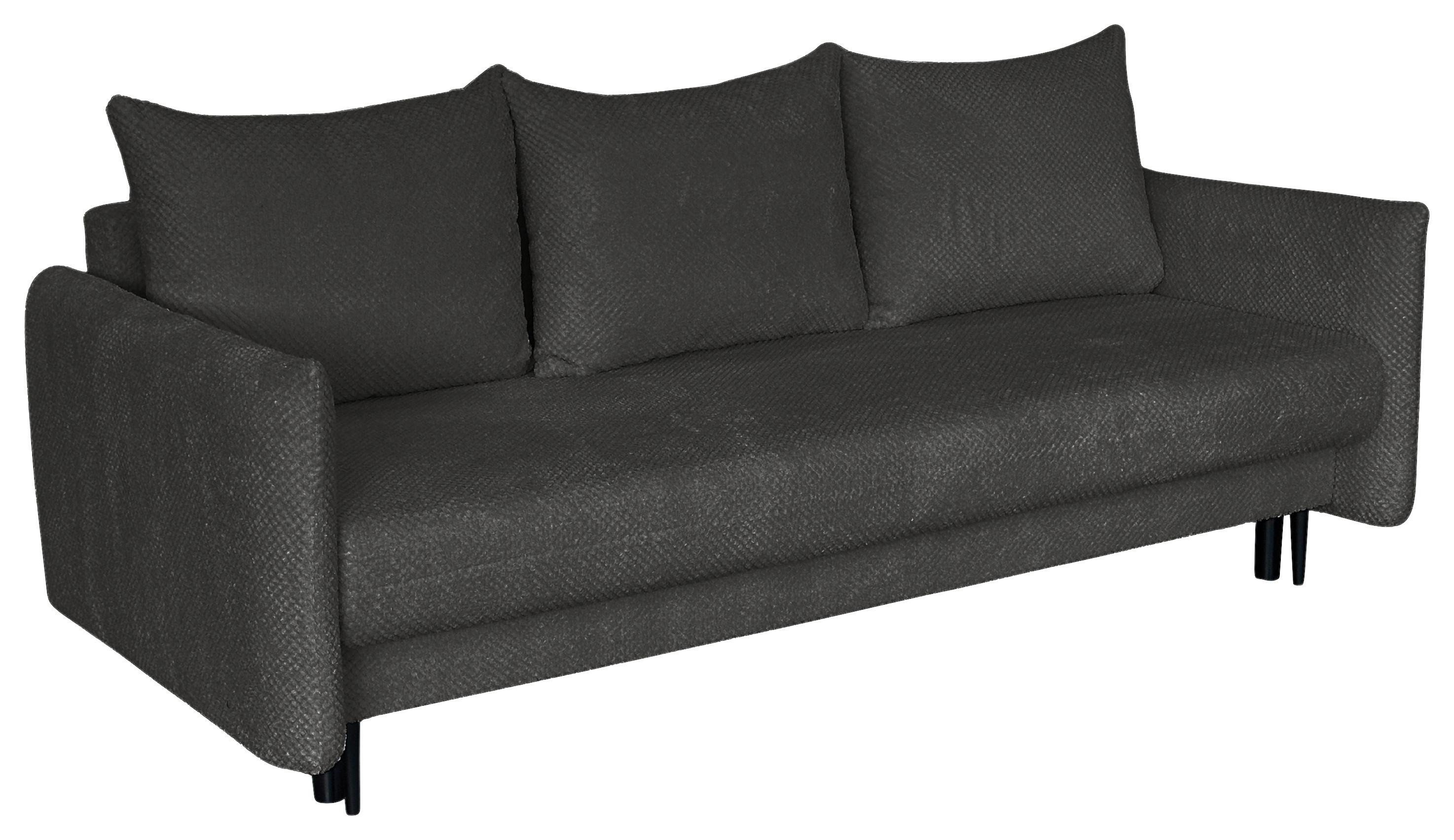 Schlafsofa Mit Bettkasten Rose Dunkelgrau B: 218 Cm - Dunkelgrau/Schwarz, Design, Textil (218/96/102cm) - MID.YOU