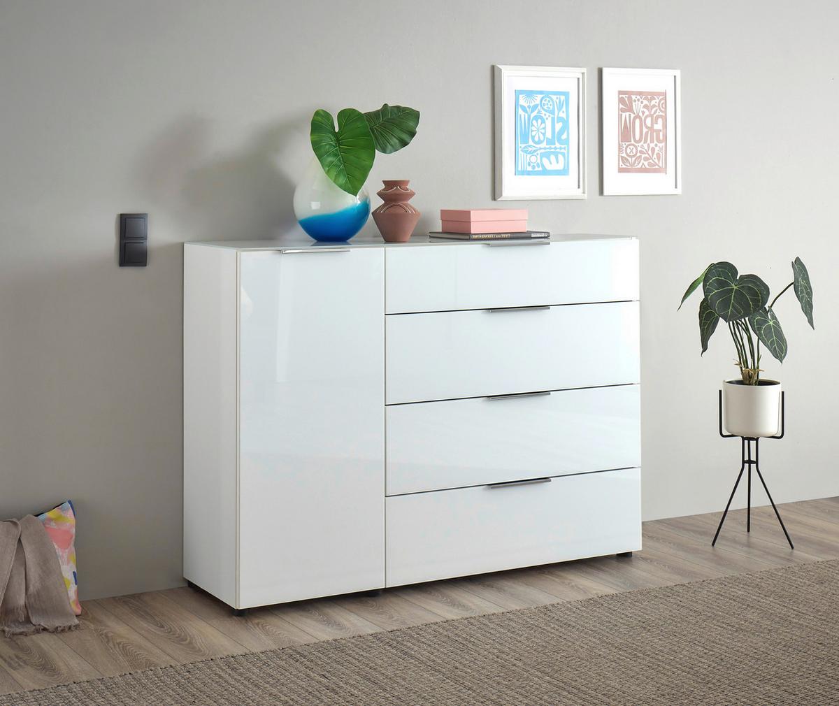 KOMODA SIENA -EXKLUSIV- - čierna/biela, Modern, kov/kompozitné drevo (135/99/40cm) - Mömax