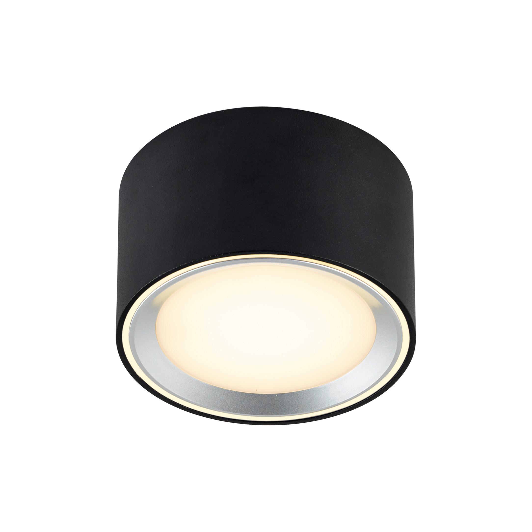 Aufbauleuchte Fallon Schwarz Edelstahlfarben D:10cm - Edelstahlfarben/Schwarz, KONVENTIONELL, Metall (10/6cm) - Nordlux