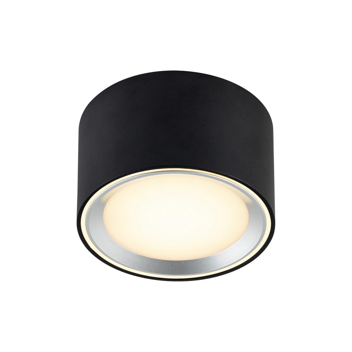 Aufbauleuchte Fallon Schwarz Edelstahlfarben D:10cm - Edelstahlfarben/Schwarz, KONVENTIONELL, Metall (10/6cm) - Nordlux