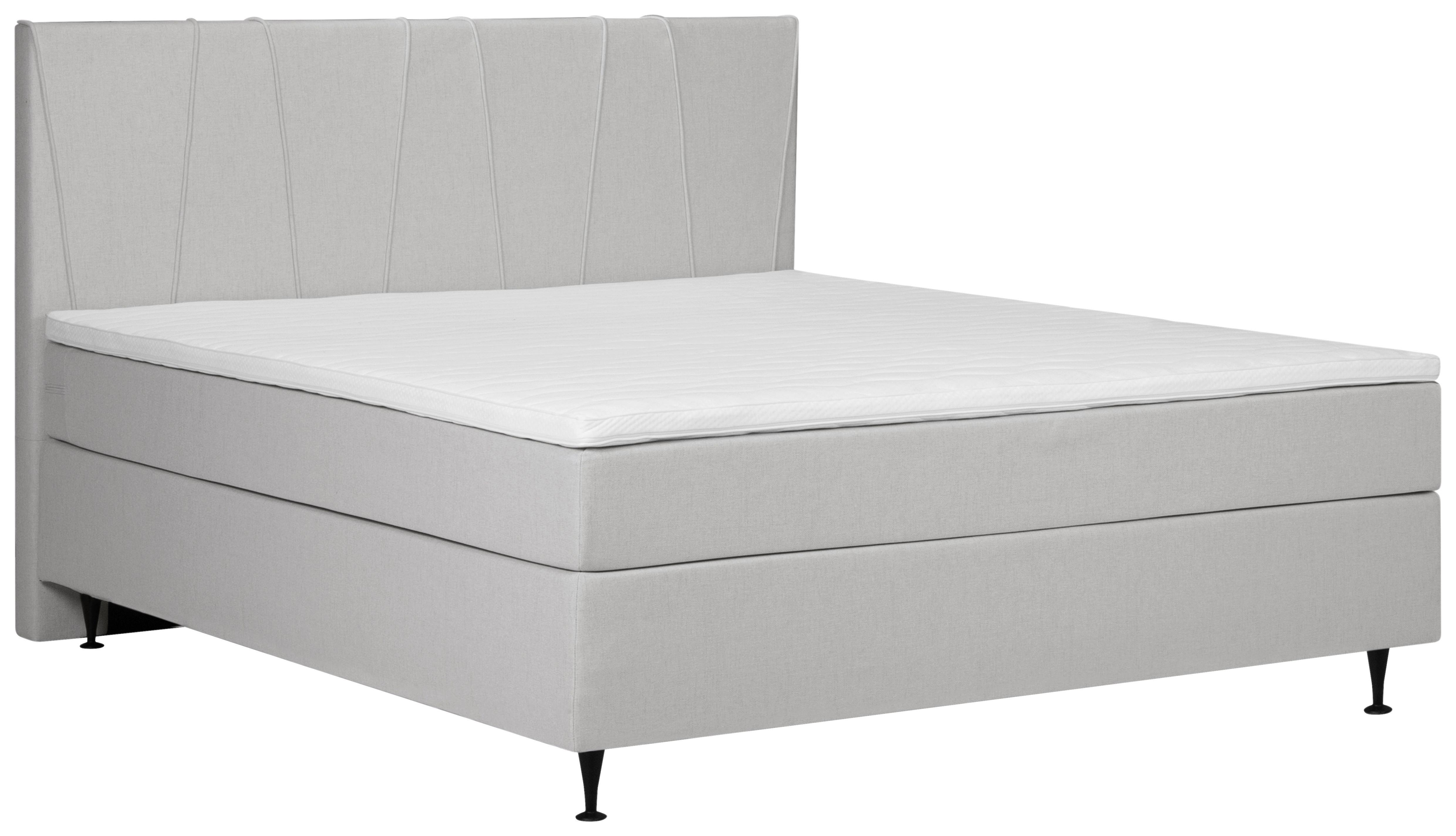 Boxspringbett Wels 140x200 cm D.grau inkl. Topper - Dunkelgrau/Schwarz, MODERN, Textil (140/200cm) - MID.YOU