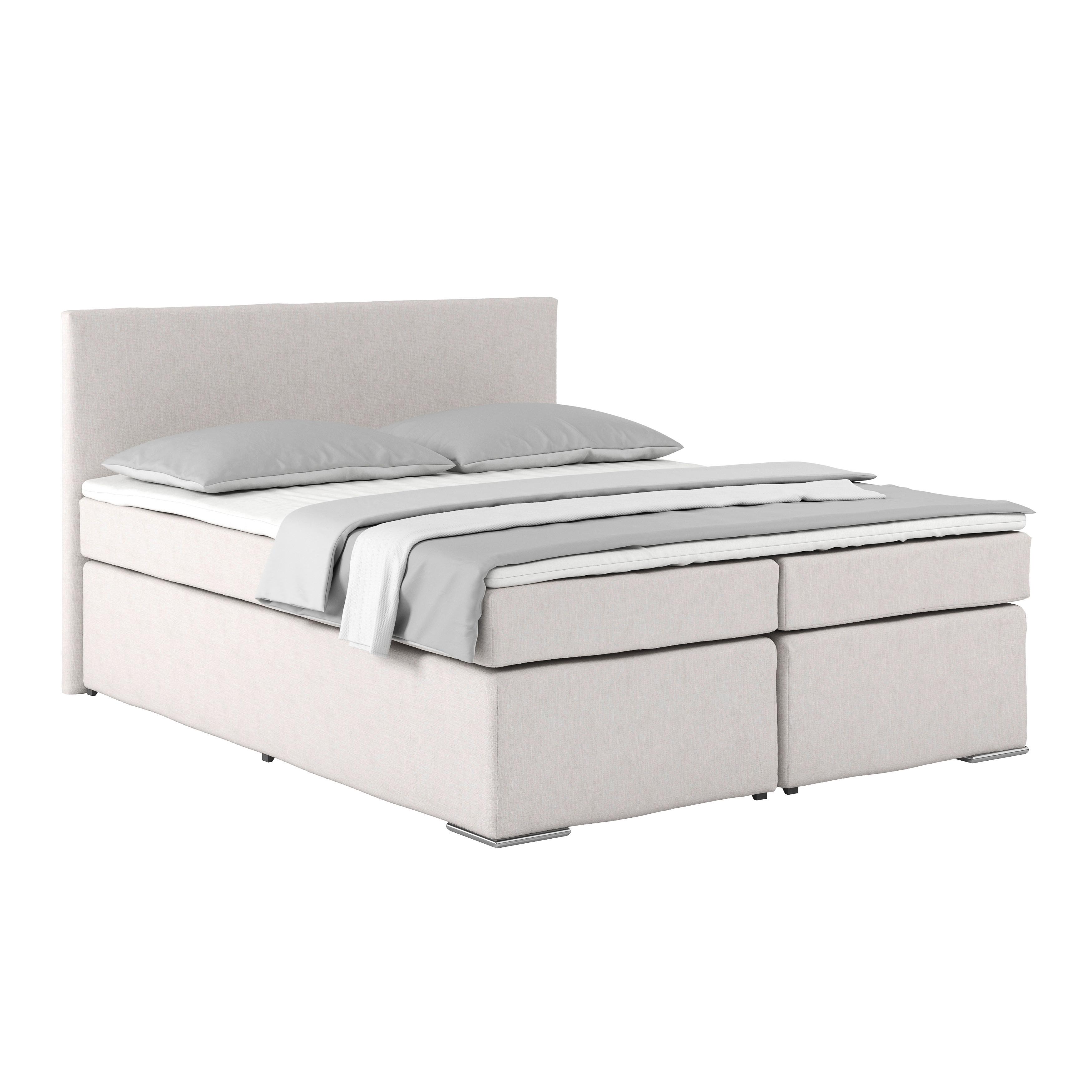 Posteľ Boxspring NERO PL: 160/200 cm, béžová - piesková/chrómová, Konventionell, kov/textil (160/200cm)