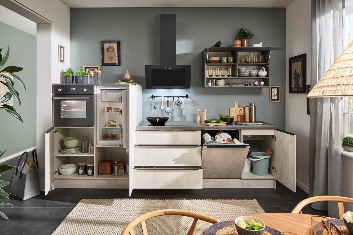 Küchenblock Boston Anthrazit, Weiß B: 321 cm - Anthrazit/Weiß, Basics, Holzwerkstoff (321cm) - MID.YOU