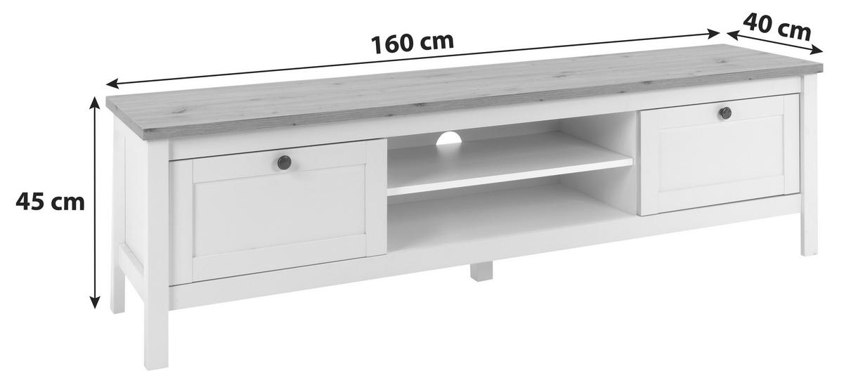 Lowboard Bergen 55 B: 160 Cm Weiß/eiche Dekor - Eichefarben, KONVENTIONELL, Holzwerkstoff (160/45cm) - MID.YOU