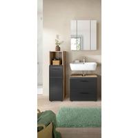 Badezimmer Ice Schwarz/Eiche Dekor B: 90cm - Eiche dunkel/Schwarz, Basics, Holzwerkstoff (90cm) - MID.YOU