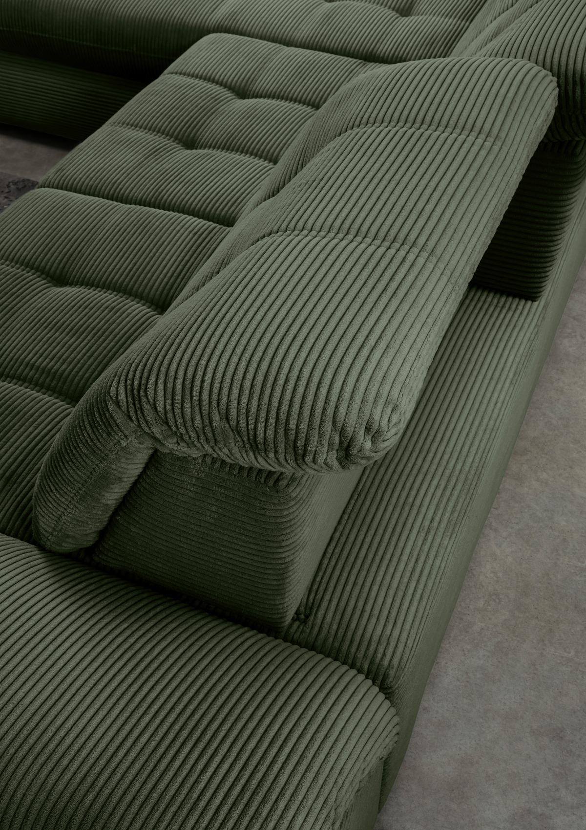 Eckschlafsofa Delphino Dunkelgrün S: 189x273 cm - Dunkelgrün/Schwarz, MODERN, Textil (189/273cm) - Livetastic