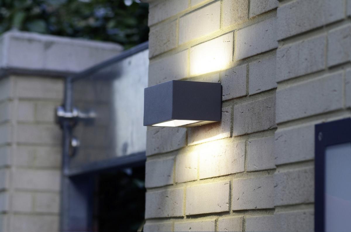 Außenwandleuchte Gemini 10,5w Glas Aluminium, Wandmontage - Klar/Anthrazit, Design, Glas/Metall (14/6,5/8,9cm)
