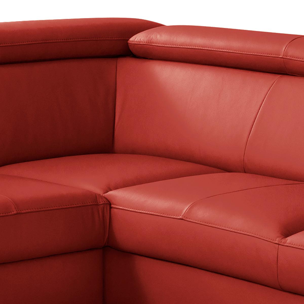 Ecksofa Note New Teilleder 244x199 - Rot/Schwarz, Design, Leder/Textil (244/199cm) - Livetastic