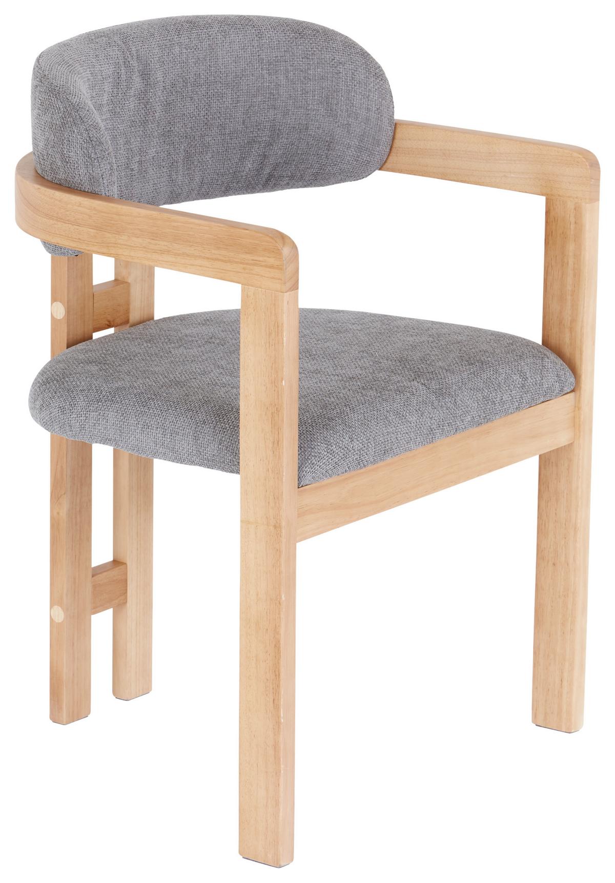 Armlehnstuhl Sally Grau Gepolstert - Eichefarben/Grau, MODERN, Holz/Textil (60/80/52cm) - MID.YOU