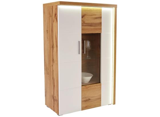 Vitrína Eleganza - farby dubu/biela, Moderný, kompozitné drevo/sklo (90/136.3/38cm) Vitrína Eleganza - farby dubu/biela, Moderný, kompozitné drevo/sklo (90/136.3/38cm)