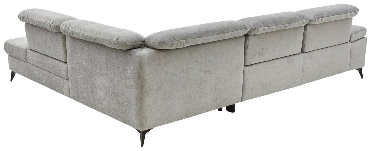 Sedačka SORENA L, pravá, sv.šedá žinylka, s funkcemi - černá/světle šedá, Moderní, kov/textil (311/255cm) - Premium Living