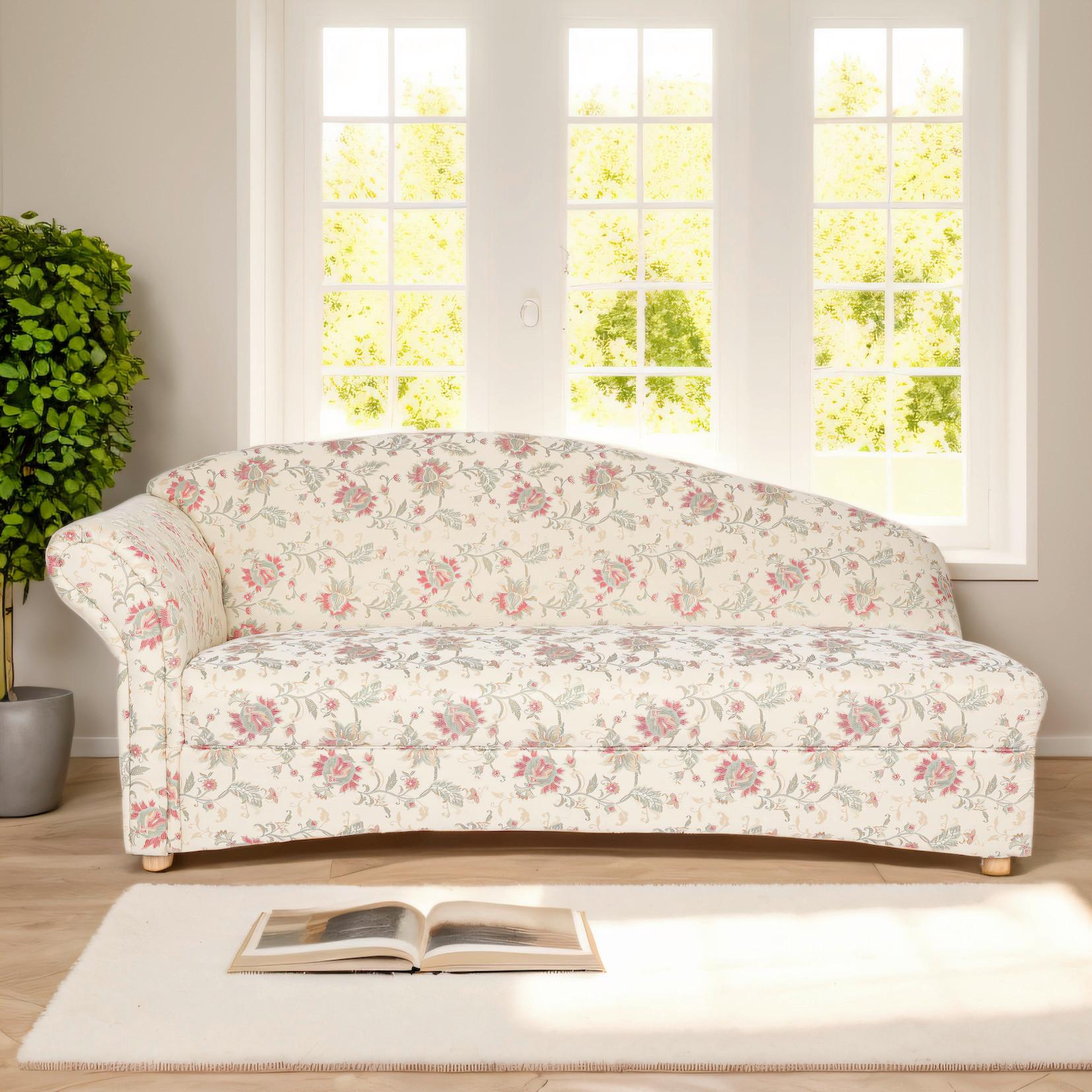 3-Sitzer Loretta, Armlehne links, ca. 193x83x85 cm - Hellbraun/Perlmutt, Basics, Holz/Textil (193/83/85cm)