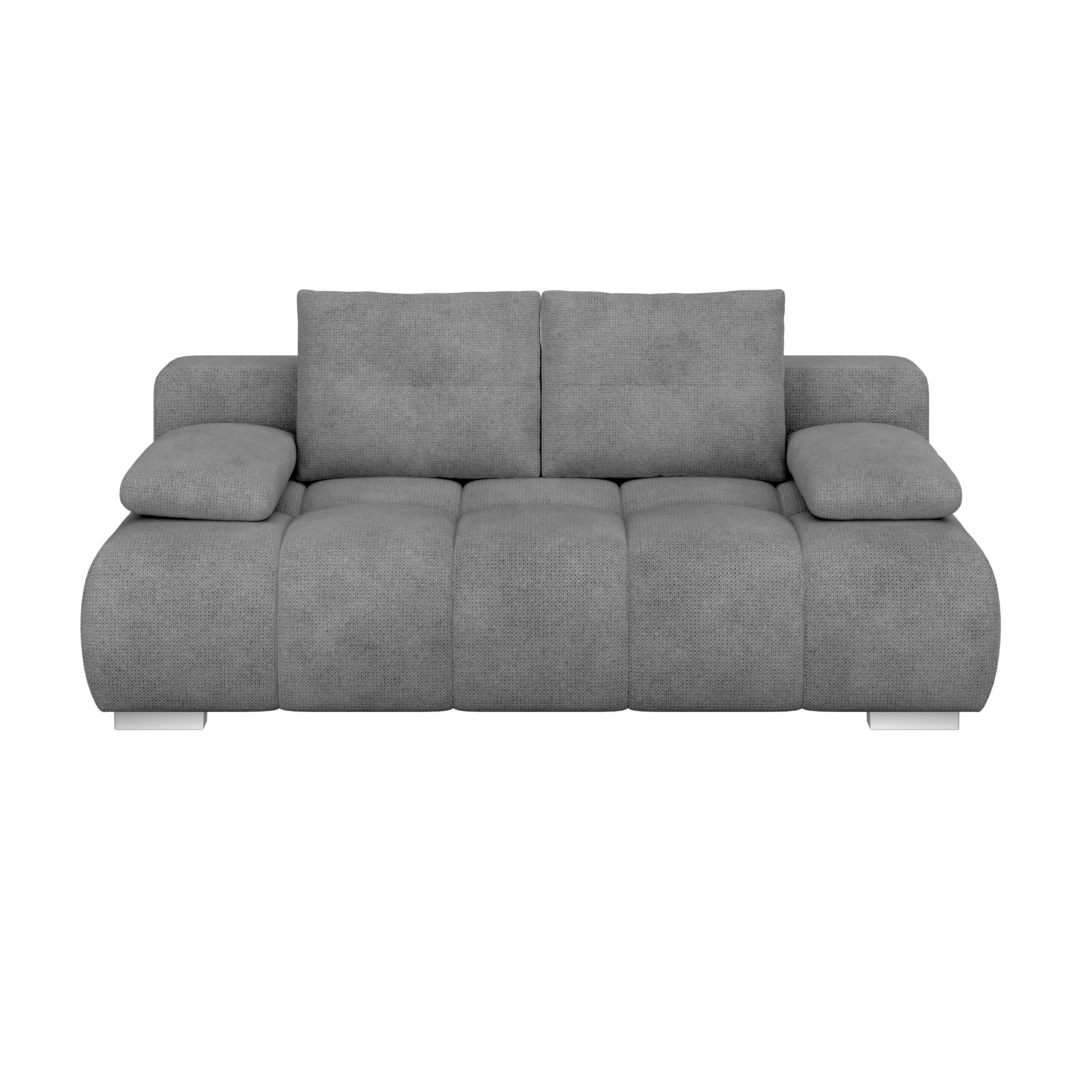 Boxspringová pohovka BUBBLE, tmavosivá - čierna/chrómová, Trend, kompozitné drevo/textil (206/90/105cm) - Luca Bessoni