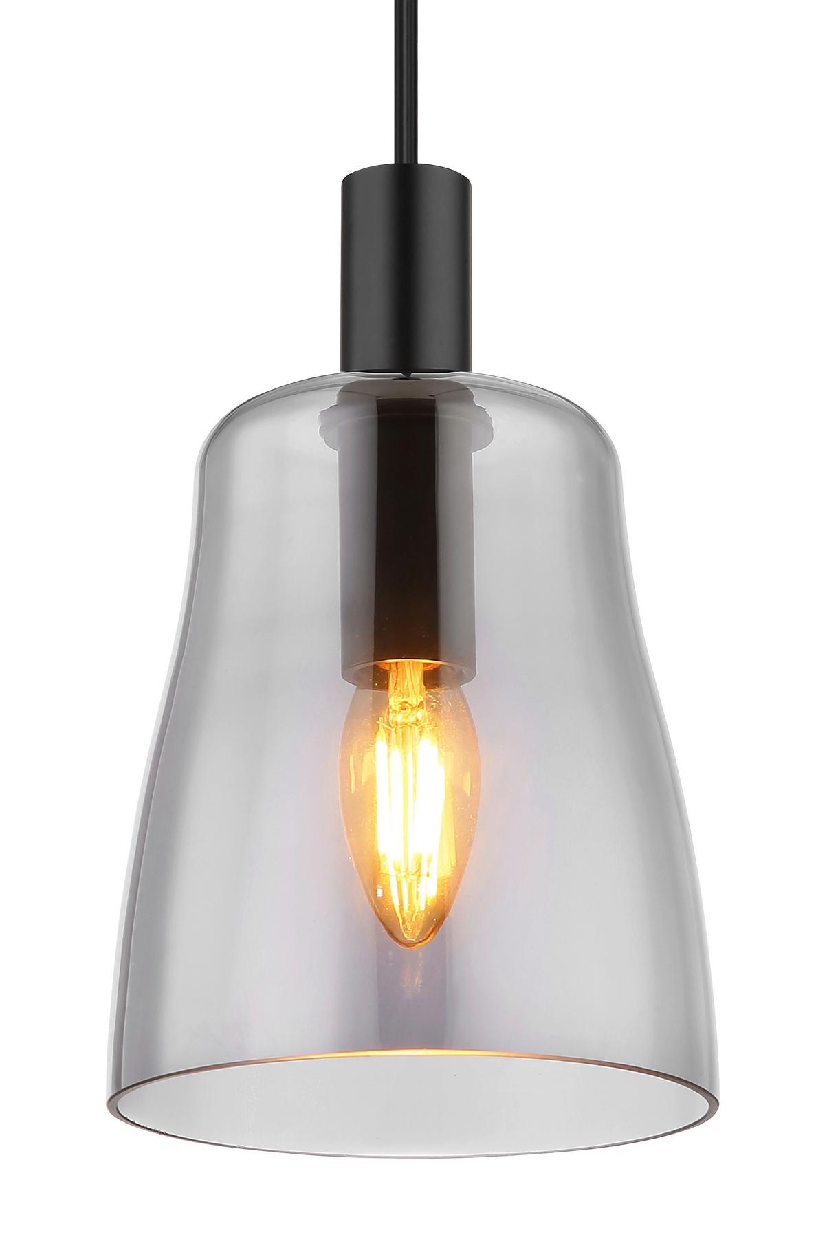 Hängeleuchten 15789h1b höhenverstellbar - Schwarz, Design, Glas/Metall (14,5/120cm) - Globo