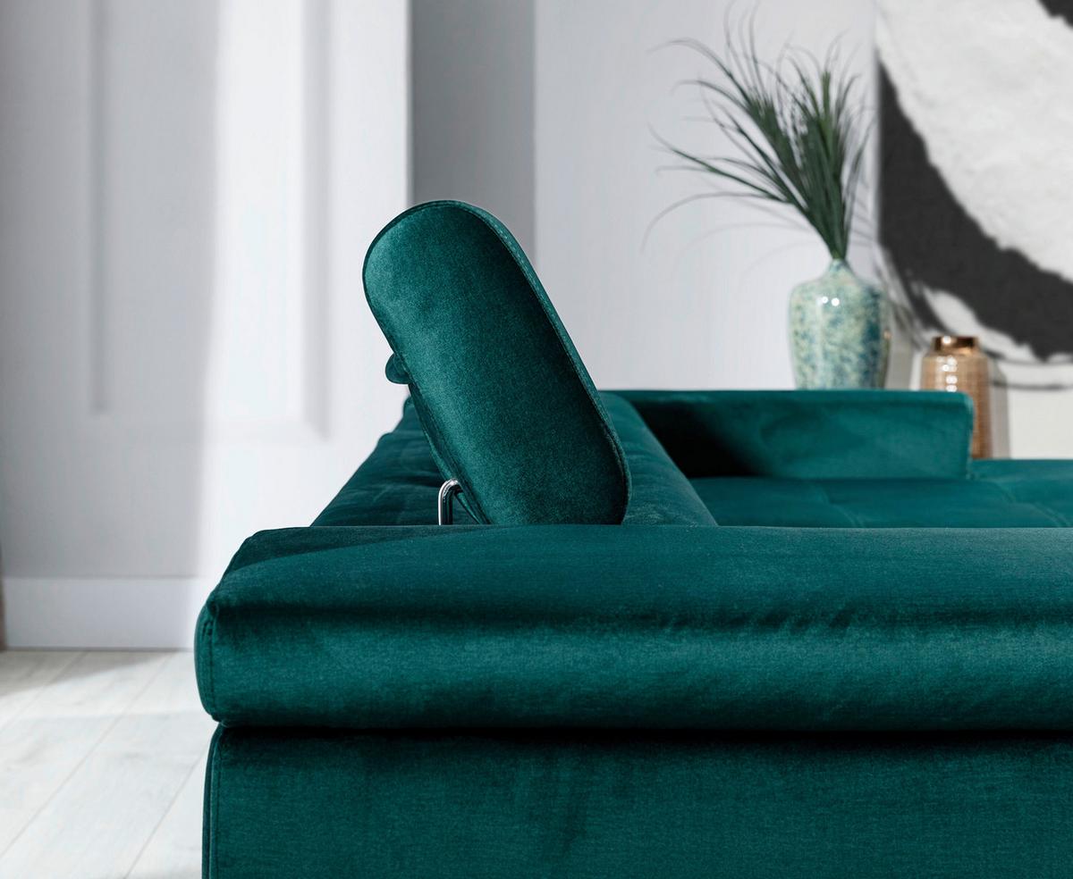 Ecksofa Ricardo Grün S: 281x205 cm - Silberfarben/Grün, Design, Textil (281/205cm) - MID.YOU