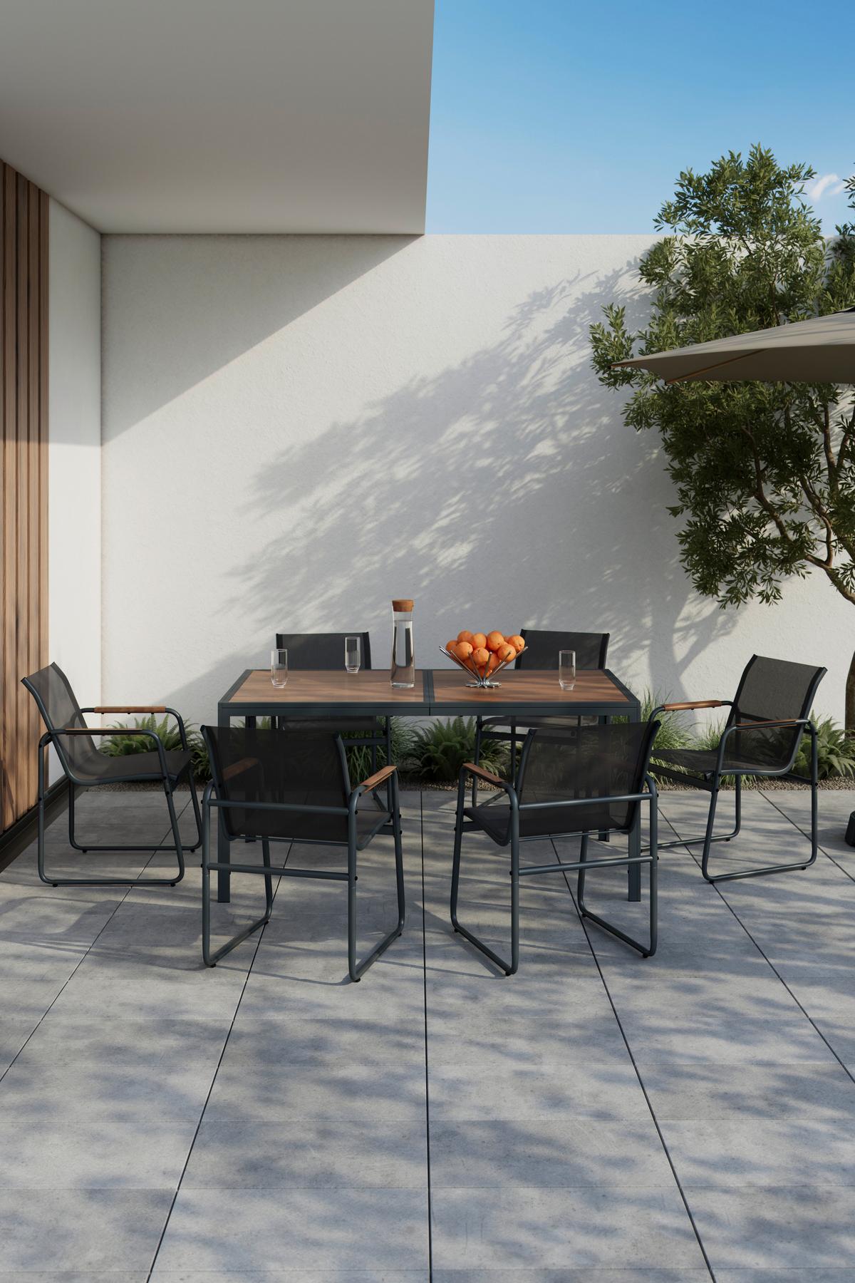 Kerti Bútorszett Genua - natúr/sötétszürke, Modern, műanyag/textil (53/160/82/75/59,5/90cm) - Best Price