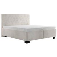 Čalúnená posteľ FERAMA 180x200 cm, krémová - čierna/krémová, Modern, drevo/textil (180/200cm)