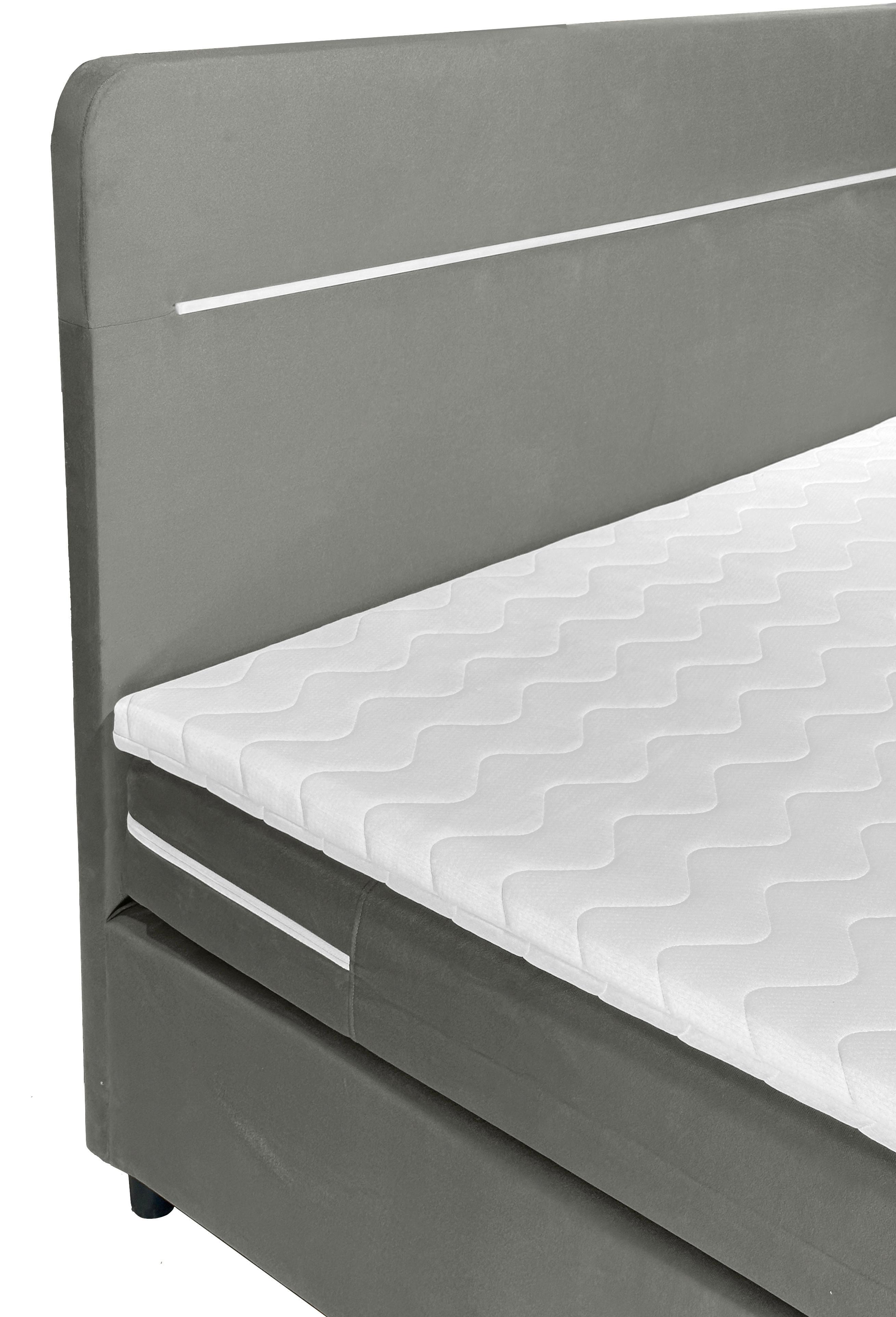 Boxbett inkl. Topper 120x200 cm Stream Grau - Schwarz/Grau, Basics, Textil (120/200cm) - Livetastic