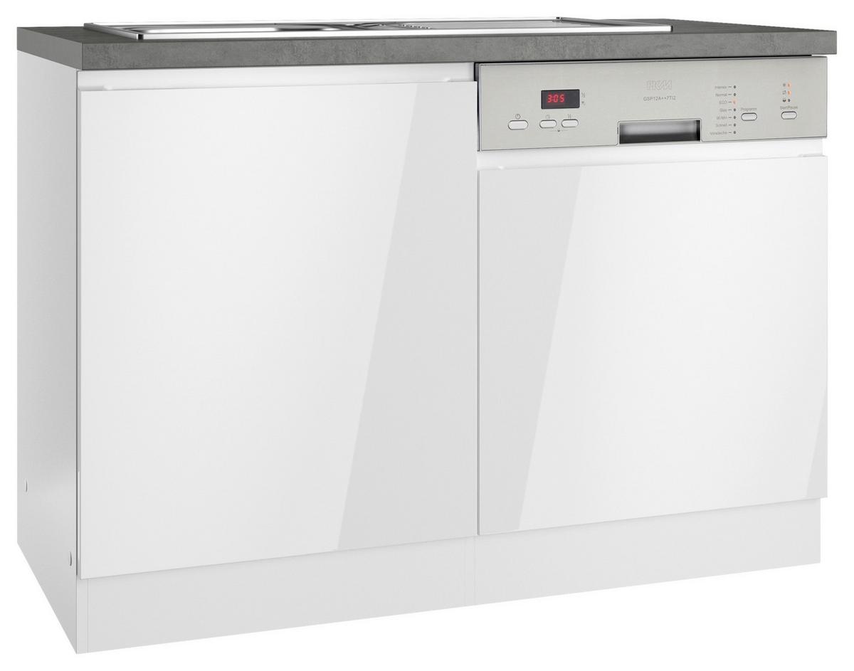 Spülenunterschrank Monza B: 120 Cm Weiß/grau 1 Türe - Weiß Hochglanz/Weiß, LIFESTYLE, Holzwerkstoff (120/86/60cm) - Held