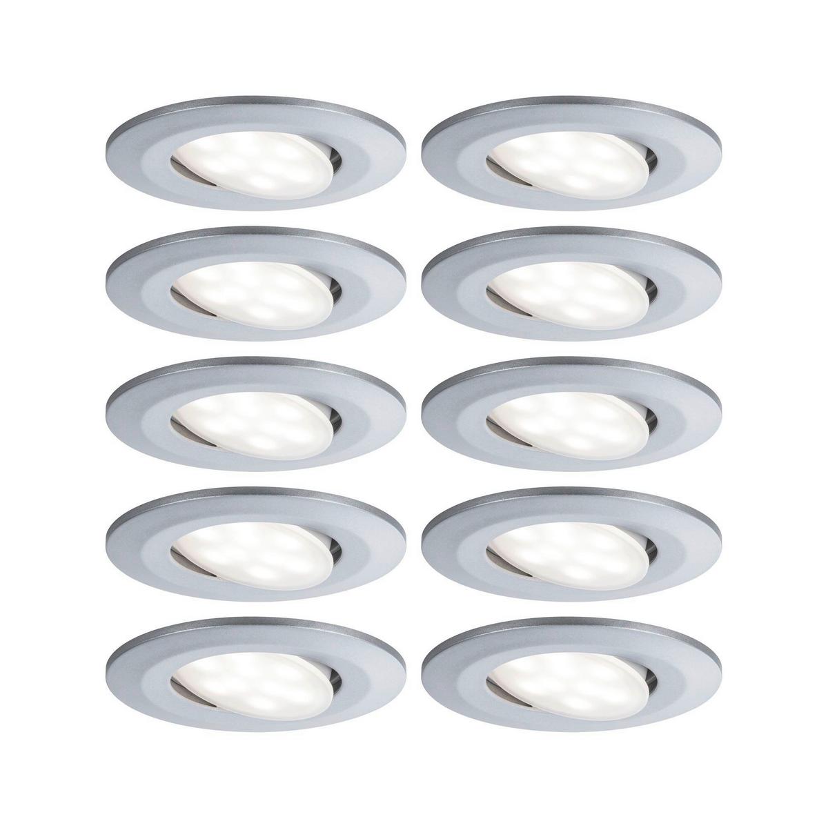 LED-Deckenleuchte Ø 9 cm 10er- Set Schwenkbar Chromfarben - Chromfarben, Basics, Kunststoff (9cm) - Paulmann