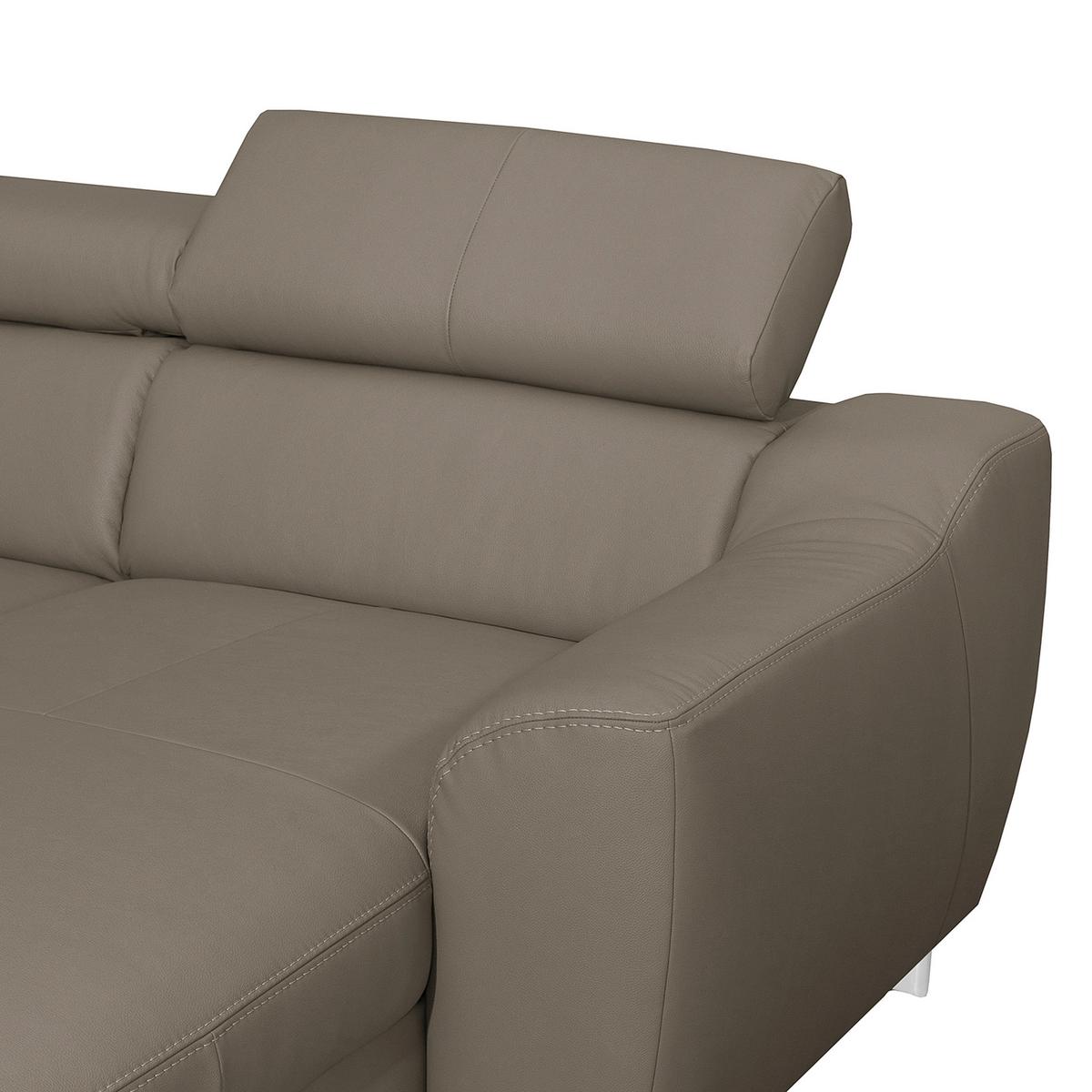 Wohnlandschaft Aspen Taupe U-Form: 208 cm - Taupe/Chromfarben, Design, Leder/Textil (208/315/175cm) - Livetastic