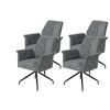 Armlehnstuhl-Set Viktoria S 4er-Set - Hellgrau/Schwarz, MODERN, Textil/Metall (71/93/68cm) - MID.YOU