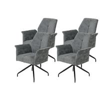 Armlehnstuhl-Set Viktoria S 4er-Set - Hellgrau/Schwarz, MODERN, Textil/Metall (71/93/68cm) - MID.YOU