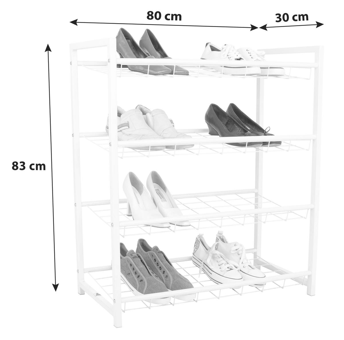 REGÁL NA BOTY ROM - bílá, Moderní, kov (80/83/30cm)
