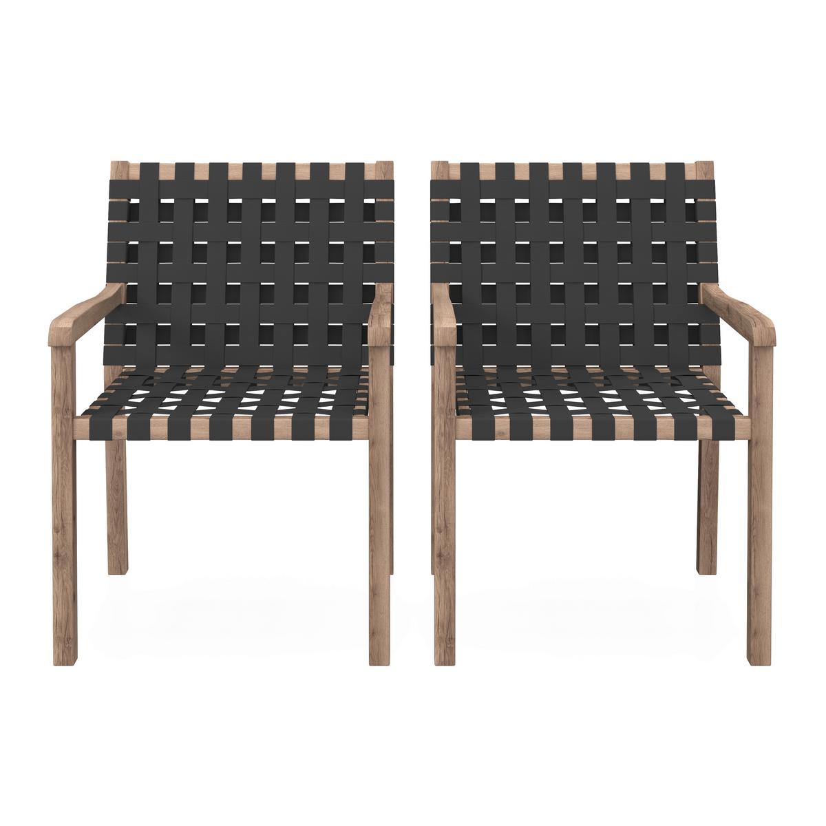 SADA ZAHRADNÍCH KŘESEL LAURIA - černá/barvy akácie, Moderní, dřevo/textil (61/84/59cm) - Bessagi Garden