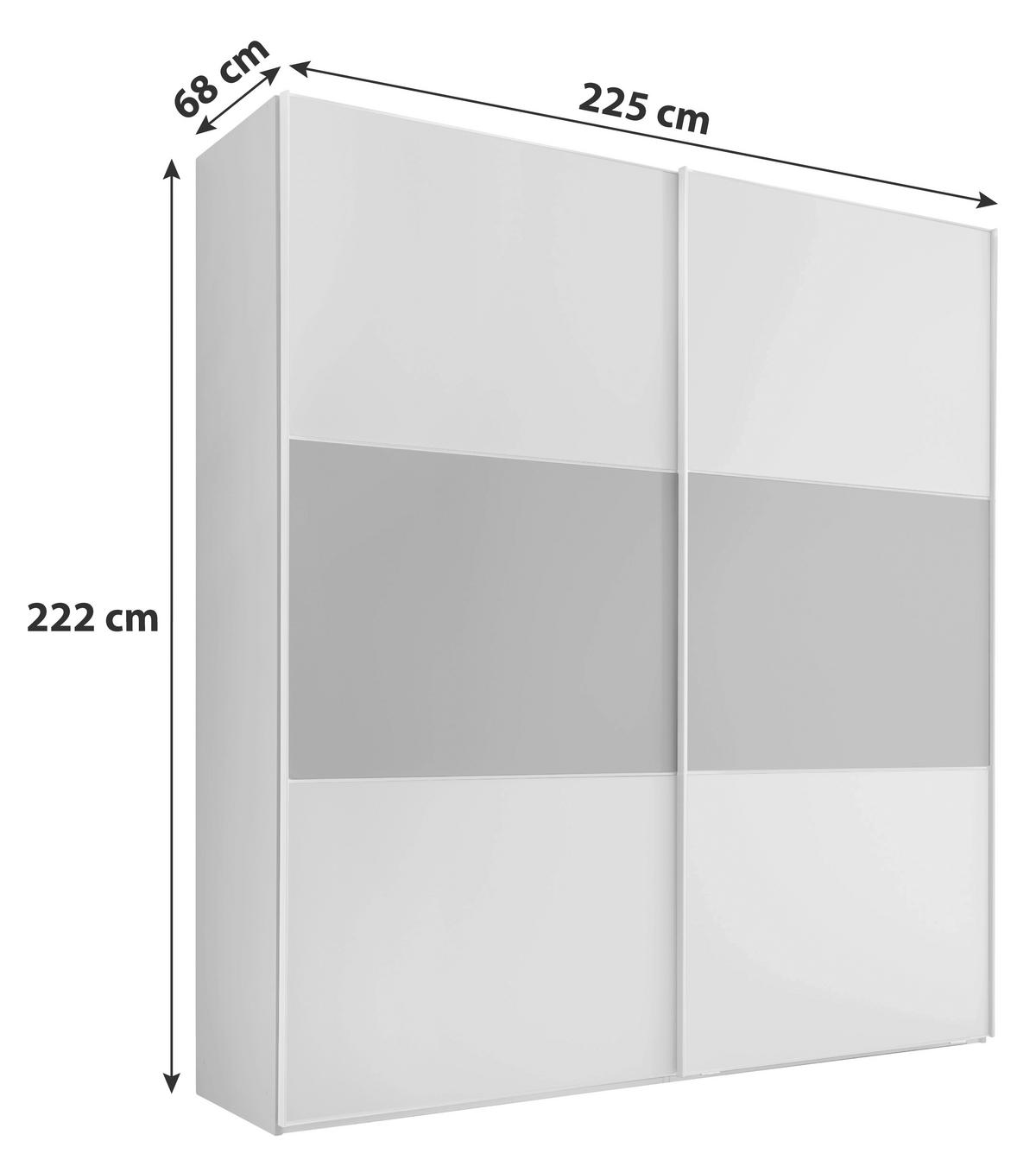 Schwebetürenschrank 225cm Includo, Weiß/anthrazit - Anthrazit/Weiß, Design (225/222/68cm) - MID.YOU