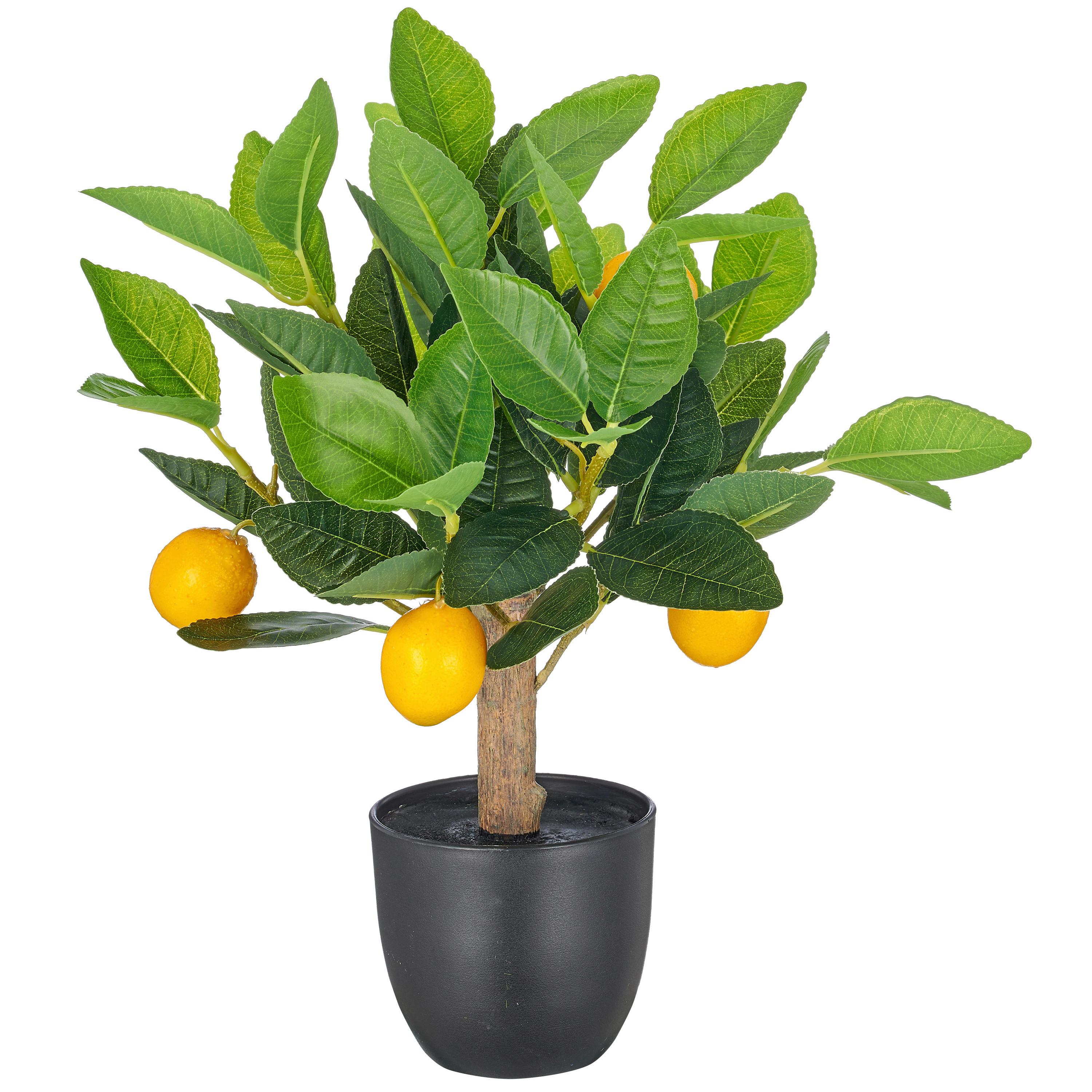 Zitronenbäumchen grün/Gelb, ca. 33 cm - Gelb/Schwarz, LIFESTYLE, Kunststoff (33cm)
